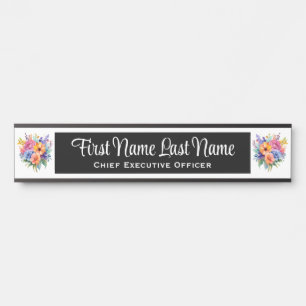 Spring Flowers Floral Office Door Sign Name Plate