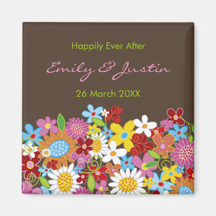 Spring Flowers Garden Happily Ever After Wedding Magnet