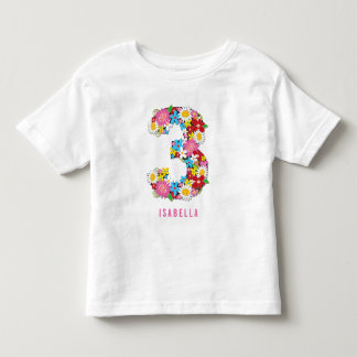 Spring Flowers Garden Pink Girl 3rd Birthday Party Toddler T-Shirt