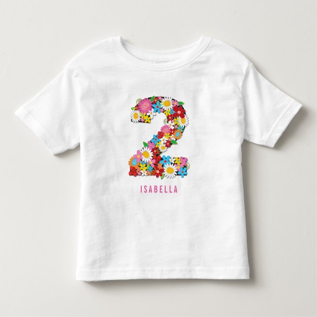 Spring Flowers Garden Two Girl 2nd Birthday Party Toddler T-Shirt (Front)