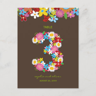 Spring Flowers Garden Wedding Party Table Number