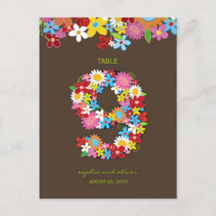 Spring Flowers Garden Wedding Party Table Number Postcard