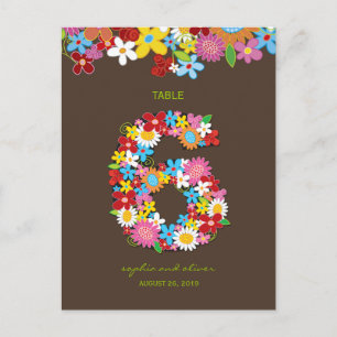 Spring Flowers Garden Wedding Party Table Number Postcard