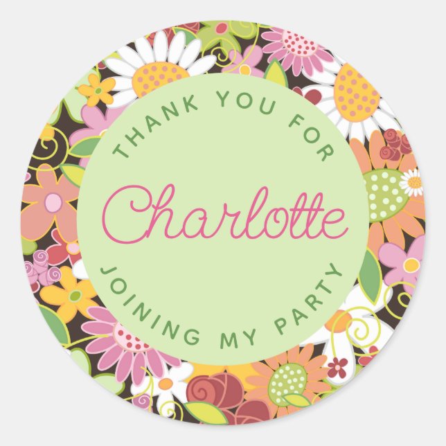 Spring Flowers Garden Whimsical Wedding Sticker (Front)