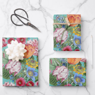 Spring Flowers Garden Wrapping Paper Sheet