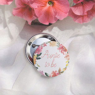 Spring Flowers Girl Baby Shower Auntie To Be 6 Cm Round Badge