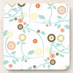 Spring flowers girly mod chic floral pattern coaster