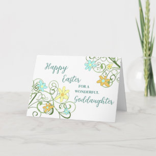 Spring Flowers Goddaughter Happy Easter Holiday Card