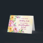 Spring Flowers Granddaughter In Law Birthday Card<br><div class="desc">Pretty and thoughtful greeting card for your great granddaughter in law's birthday with yellow,  purple and pink spring flowers,  rustic watercolor pattern and hand lettered style text.</div>