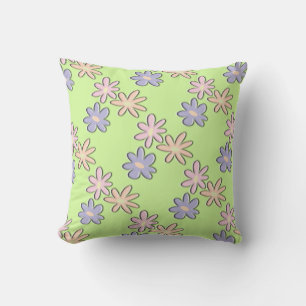 Spring Flowers Green Cushion