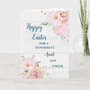 Spring Flowers Happy Easter Aunt and Uncle Holiday Card