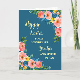 Spring Flowers Happy Easter Brother Sister in Law Holiday Card
