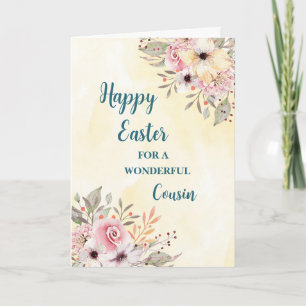 Spring Flowers Happy Easter Cousin Holiday Card