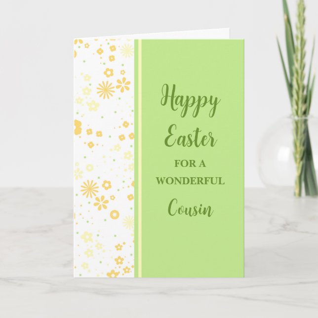 Spring Flowers Happy Easter Cousin Holiday Card (Front)