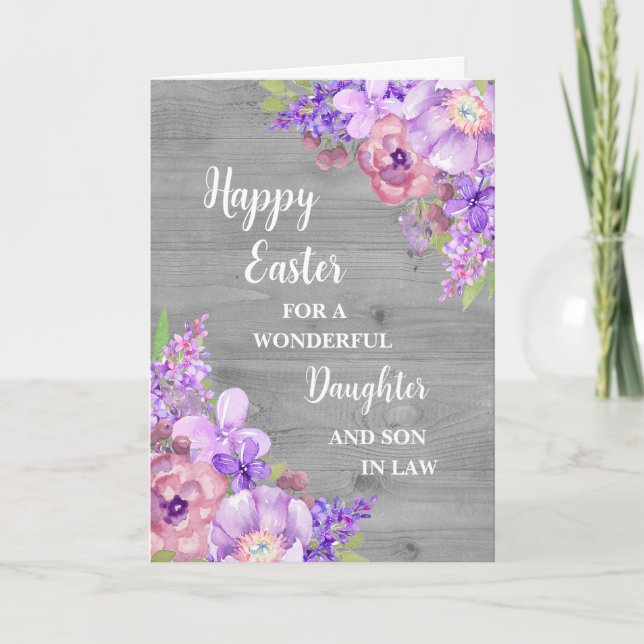 Spring Flowers Happy Easter Daughter Son in Law Holiday Card (Front)