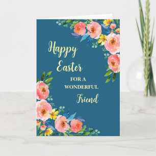 Spring Flowers Happy Easter Friend Holiday Card