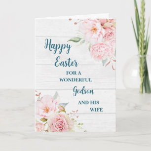 Spring Flowers Happy Easter Godson & His Wife Holiday Card