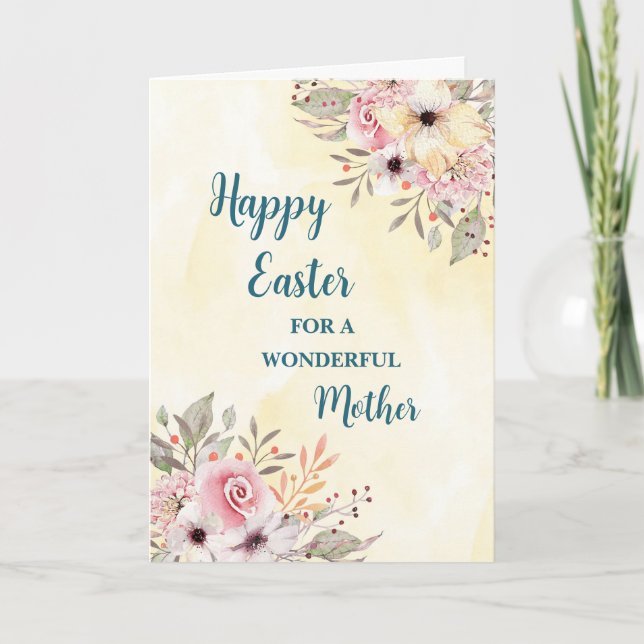 Spring Flowers Happy Easter Mother Holiday Card (Front)