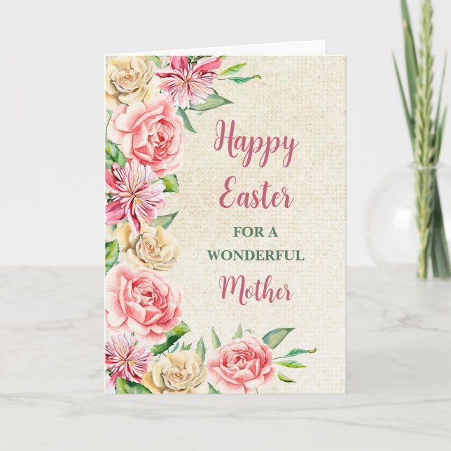 Spring Flowers Happy Easter Mother Holiday Card (Front)
