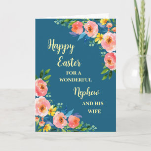 Spring Flowers Happy Easter Nephew and His Wife Holiday Card