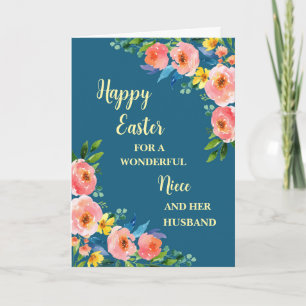 Spring Flowers Happy Easter Niece and Her Husband Holiday Card