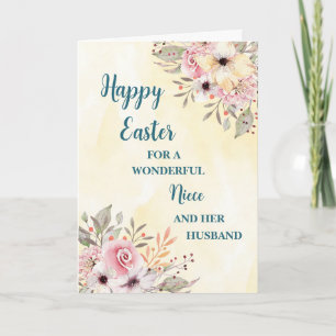 Spring Flowers Happy Easter Niece & Her Husband Holiday Card