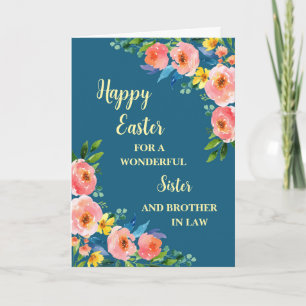 Spring Flowers Happy Easter Sister Brother in Law Holiday Card
