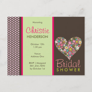 Spring Flowers Heart Bridal Shower Postcard