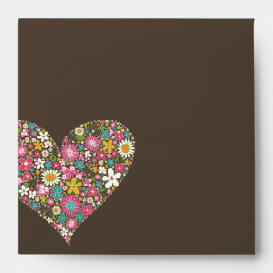 Spring Flowers Heart Love Bridal Shower Wedding Envelope