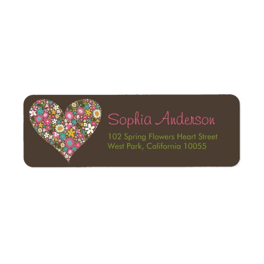 Spring Flowers Heart Love Bridal Shower Wedding Return Address Label