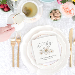 Spring Flowers Hello Baby Shower Paper Napkin