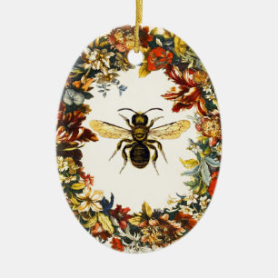 SPRING FLOWERS HONEY BEE / BEEKEEPER BEEKEEPING CERAMIC ORNAMENT