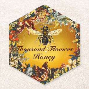 SPRING FLOWERS HONEY BEE / BEEKEEPER BEEKEEPING PAPER COASTER