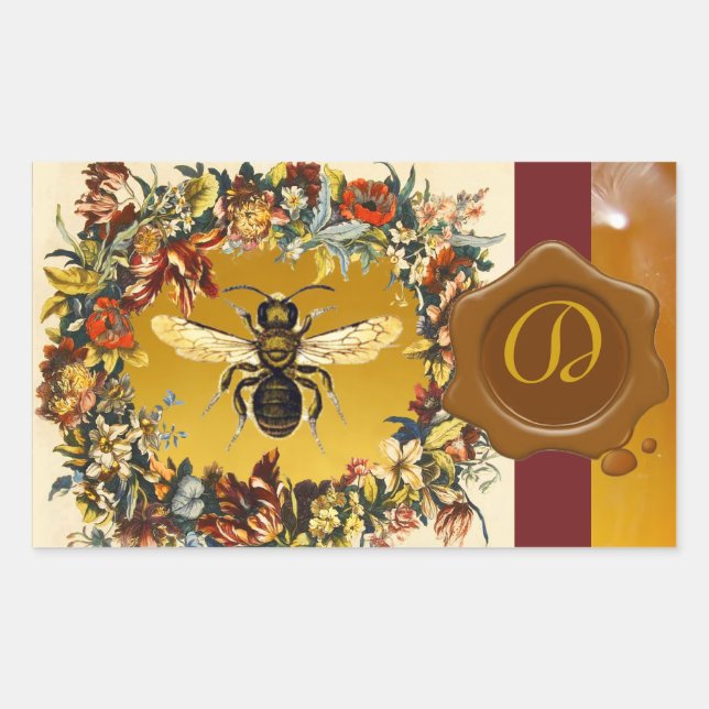 SPRING FLOWERS HONEY BEE BEEKEEPER BROWN WAX SEAL (Front)