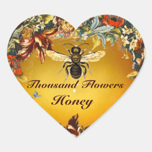 SPRING FLOWERS HONEY BEE / BEEKEEPER HEART STICKER