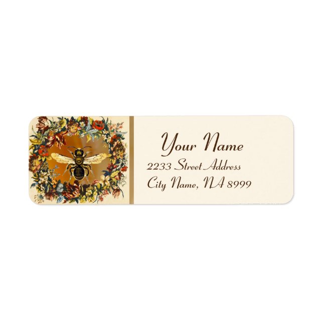 SPRING FLOWERS HONEY BEE ,BEEKEEPER RETURN ADDRESS LABEL (Front)