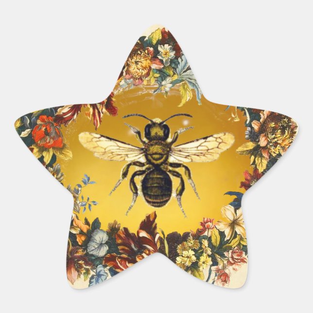 SPRING FLOWERS HONEY BEE / BEEKEEPER STAR STAR STICKER (Front)