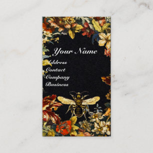 SPRING FLOWERS HONEY BEE BEEKEEPING WAX SEAL Black Business Card