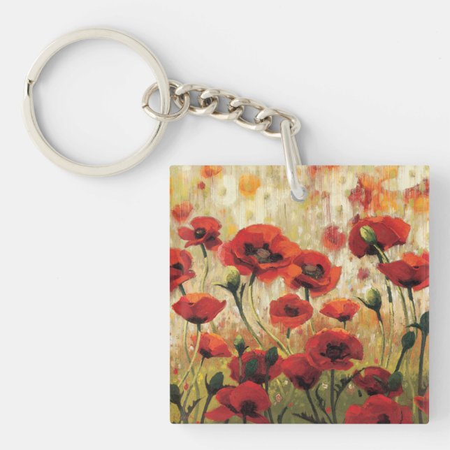 Spring Flowers in a Garden Key Ring (Front)
