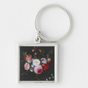 Spring Flowers in a glass vase, 17th century Key Ring