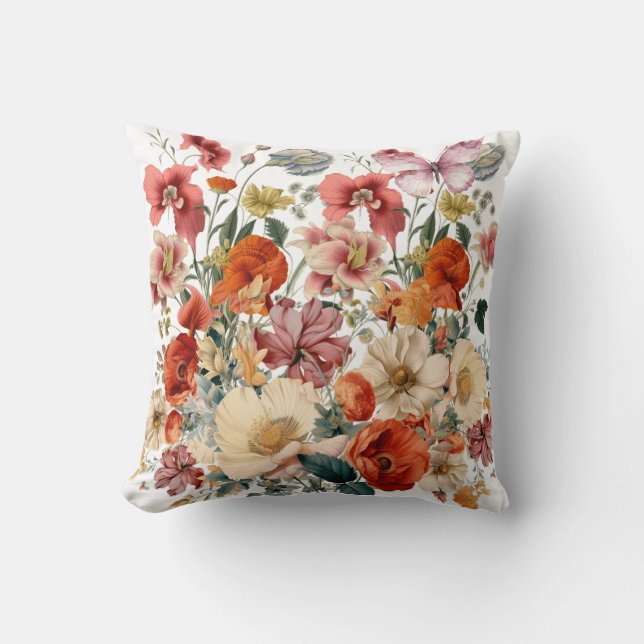 Spring Flowers in Bloom with Butterflies Cushion (Front)