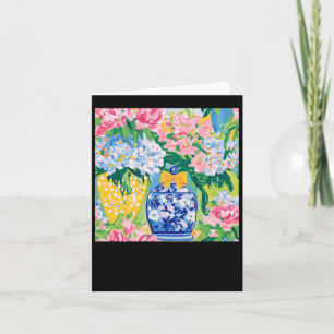 Spring Flowers In Ginger Jar Sticker  Card