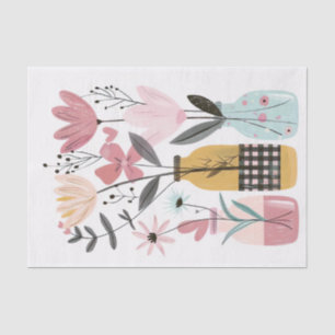 Spring Flowers in Mason Jars Decoupage Tissue Paper