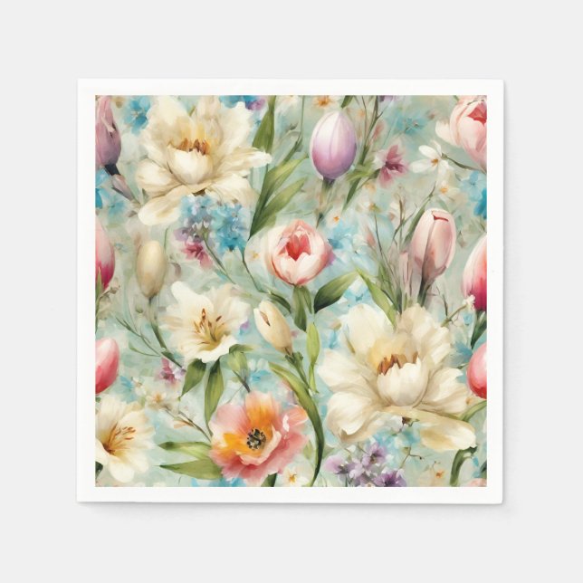 Spring Flowers in the Style of Impressionism Napkin (Front)