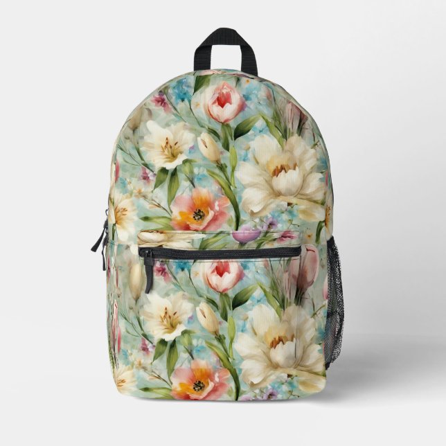 Spring Flowers in the Style of Impressionism Printed Backpack (Front)
