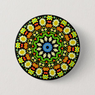 Spring Flowers Kaleidoscope 01 6 Cm Round Badge