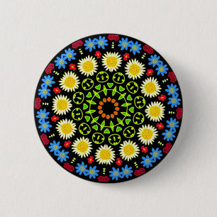 Spring Flowers Kaleidoscope 04 6 Cm Round Badge
