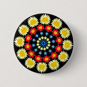 Spring Flowers Kaleidoscope 05 6 Cm Round Badge