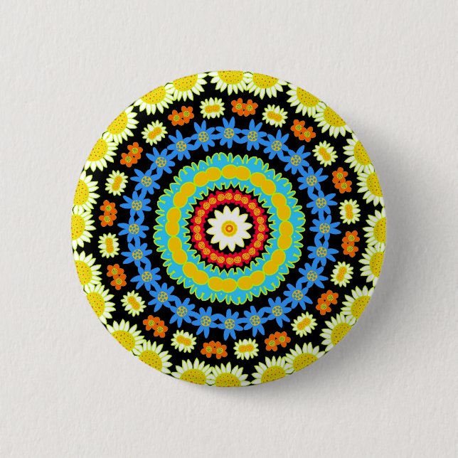 Spring Flowers Kaleidoscope 08 6 Cm Round Badge (Front)