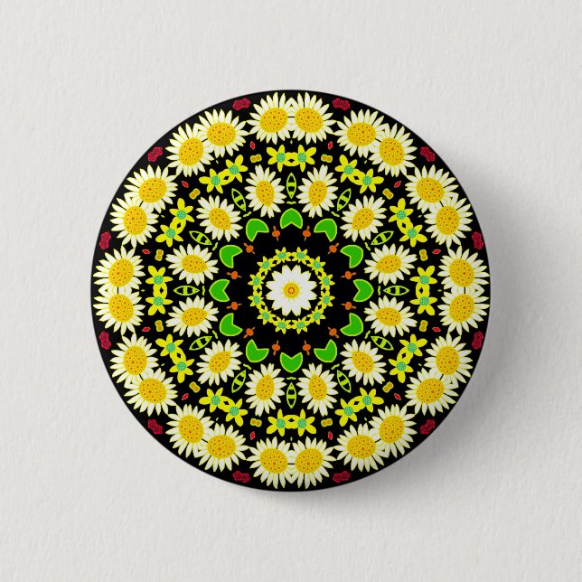 Spring Flowers Kaleidoscope 09 6 Cm Round Badge (Front)